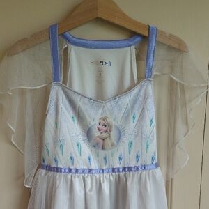 Kids Dress with Elsa Print - White and Purple